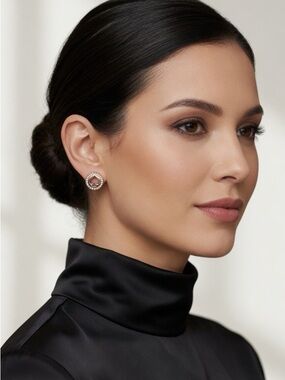 Kate Spade Sparkle Rose Gold Spot the Spade Pave Halo Heart Earrings Dust bag